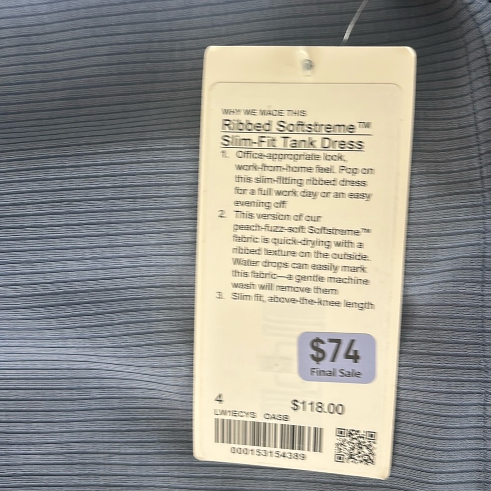 Lululemon Ribbed Softstreme Slim Fit Tank Dress NWT - Picture 8 of 8